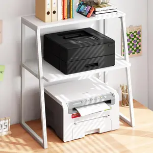 Printer Stand for Desk, Desktop Printer Shelf, 3 Tier Desk Shelf for top of Desk, Large Printer Stands Office Organization Shelves for Home Office Printer Fax Book, White