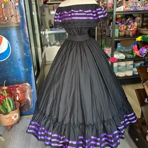 Vibrant Día de los Muertos Mexican Skirt – Handcrafted Folk Art Style 3 piece