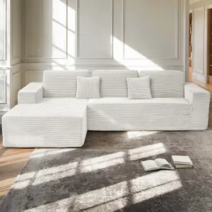 InnovarHome 111'' Boneless Sofa, Astra Sleeper Sectional Cloud Couches with L Shaped Chaise, Upholstered Sofa Bed, Living Room - No Assembly Required