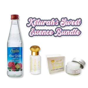 Keturah's Sweet Essence Bundle | Nabeel Perfumes | Cortas | Fragrance Blend |  Rose Water + Musk Al Tahara Oil + Musk Al Tahara Cream | 10 oz bottle + 12 ml Oil + 20 g Cream | Floral - Musk & Honey Notes