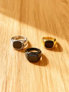 Men's Stainless Steel Punk Gothic Ring, Waterproof Electroplated, Vintage Trendy Style, Casual All-Season Wear, Metal Ring, Vintage Rings Jewelry