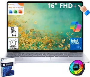 Dell 16" FHD+ Touchscreen Business Laptop, Up to 64GB DDR5, Up to 4TB SSD, Intel Core 7 150U, AI Copilot Key, Fingerprint Reader, Backlit KB, Windows 11 Pro,Office 365 Web Version,ICE BLUE