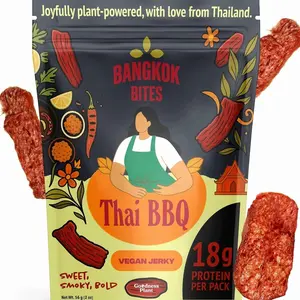 Goodness Plant Bangkok Bites Vegan Jerky – Thai Barbecue Flavor, 56g | High-Protein Plant-Based Snack, Vegan, Non-GMO, Thai Street Food Inspired, Chewy Jerky Texture, Better Than Beef Jerky (1-Pack)