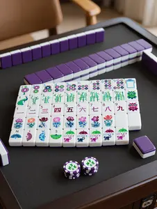 Mahjong, Acrylic American Mahjong Tiles Set, 160pcs Engraved Tiles, Outdoor Entertainment Board Game for Camping & Hiking Activities