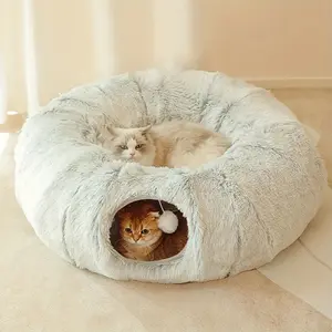 Cat Nest Pet Cat Tunnel Plush Warm Cat Tunnel Foldable Detachable Washable Multifunctional Splicing Cat Tunnel