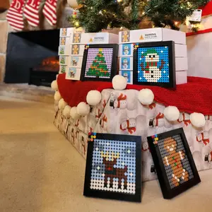 Christmas Holiday Tree Reindeer Snowman Gingerbread Man Decorations DIY Custom Major Brick Brand-compatible Dot Art Kit (includes baseplates, dots, frames, tiles, hangers, and instructions)