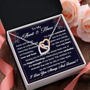 To My Niece Necklace, Love Knot Necklace Gift from Auntie and Uncle, Niece Necklace for Birthday, Graduation, Wedding, with Message Card and Gift Box