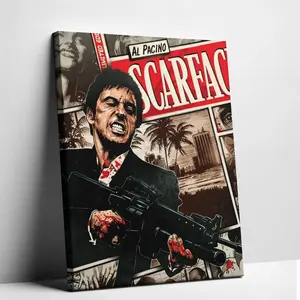 Scarface Movie Artistic Waterproof Canvas Wall Decor Cute Vibrant Poster for Bathroom Living Room Bedroom Dorm New Year Gift Home Decoration
