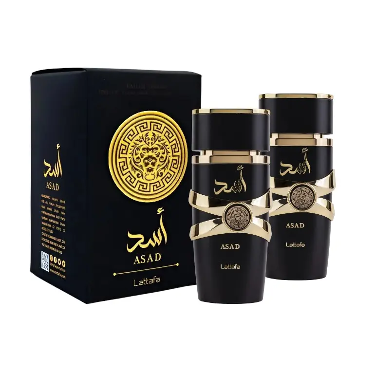 2 Pack of Lattafa Perfumes Asad for Unisex Eau de Parfum Spray, 3.4 Ounce