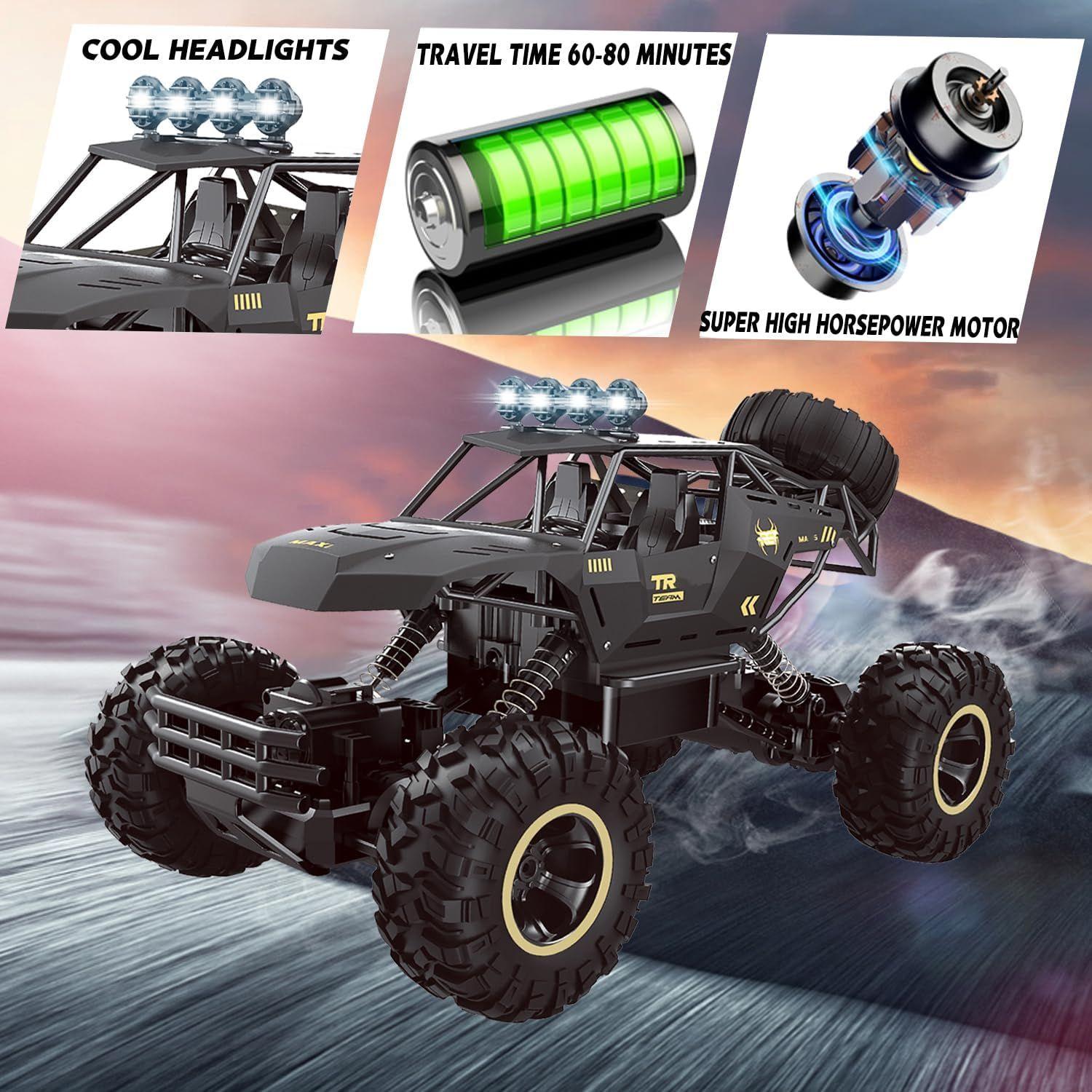 2025 RC 37cm 1:12 4WD Large Remote Control Cars Rock Crawler Monster Truck with 2 Battery ,Kids Toys Gifts, Dual Battery Off-Road Toys
