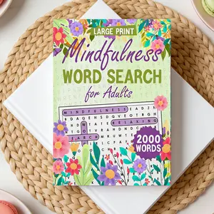 Adult Mindfulness Word Search Book, Large Print Stress Relief Coloring Book, Meditation Yoga Breathing Exercises, Emotional Regulation Tool