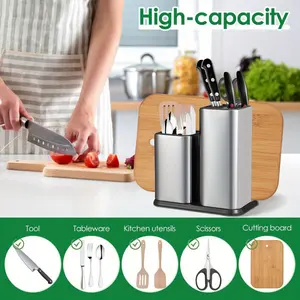 Stainless Steel Knife Block Set, Detachable Modern Kitchen Utensil Holder, Universal Knife Stand, No Knives Included, Suitable for Countertop