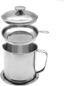 Bacon oil container, kitchen oil container with filter and anti slip roller coaster tray, used for storing meat frying oil and cooking oil storage