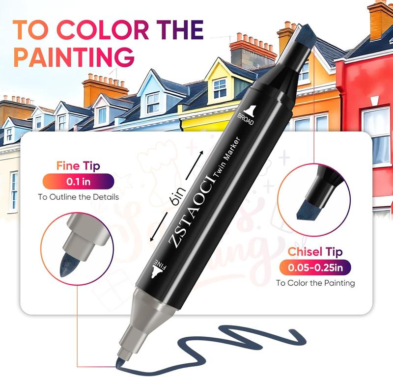 262 168 120 Gift Set Alcohol Markers Dual Tip Artist Drawing Markers for Kids Boys Girls Students and Adults Professional Grade Colors with Brown and Skin Tone Shades Ideal for New Year Christmas Halloween Gifts