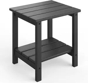 18 X 15 in Adirondack Square Outdoor Side Table,2-Tier Storage Patio Side Table, HDPE End Tables for Patio Pool Deck Indoor Backyard