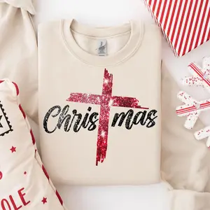 Cross Christmas Sweatshirt, Merry Christ-mas Christian Shirt, Faith Holiday Sweater, Jesus Christ Crewneck Gift