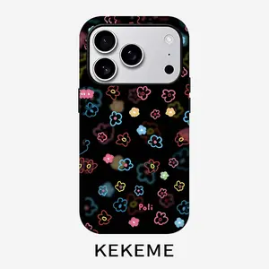 Flower clump black creative pattern, stylish and unique 2-in-1 mobile phone case, durable and anti-drop, suitable for iPhone 17 16 15 14 13 12 11 Plus Pro Max Air, Samsung Galaxy S series and A series, gifts for relatives and friends