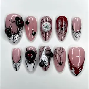 Halloween Spider Web Press On Nails Handmade Blood Drip Creepy Cute Horror Nails Art Gif For Her On Holiday Wedding Party