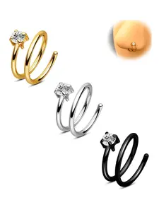 Single Hole Dual Hoop Nose Ring Set, 316L Stainless Steel Spiral Twisted Nose Ring, 20g Women's Transparent Zirconia Twist Nose Ring, Nose Ring Jewelry