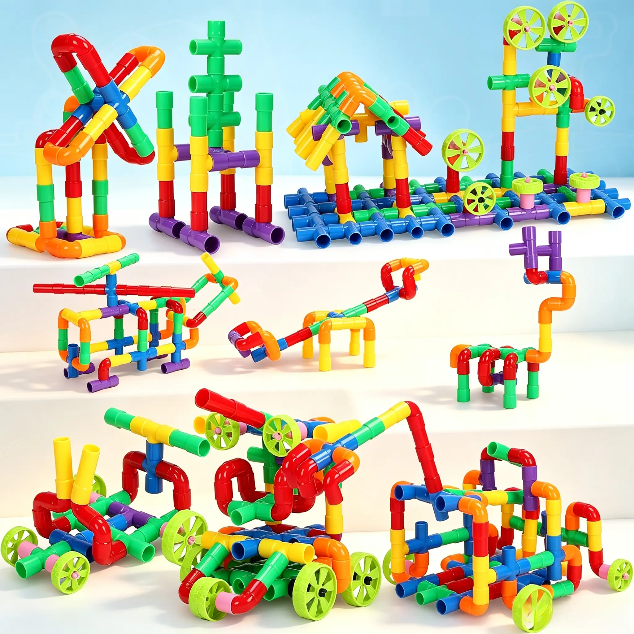 STEM Building Blocks Educational Construction Toy Kit, Brain Development Creative Learning Playset for Toddlers Preschool Boys Girls Ages 3-8