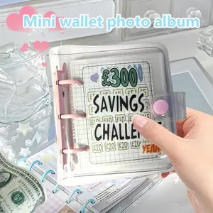 Budget Planner Organizer with Savings Challenge Tracker, Transparent Envelope Design, PVC Material Money Saving Folder, Multiple Amount Options, Mini Cash Binder