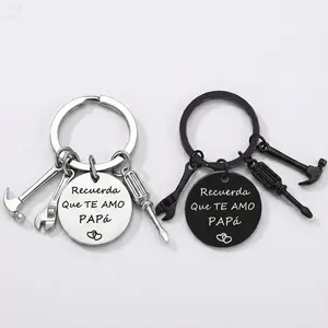 Stainless Steel Mini Tool Keychain for Men Father's Day Gift - Creative Wrench Hammer Screwdriver Pendant Key Ring - Birthday Gifts for Dad Papa Stepdad Men's Car Key Accessory summerwins