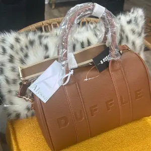 Alyssa Rich Warm Brown Duffel Handbag with Matching Wallet - Stylish 2-Piece Set for Everyday Use
