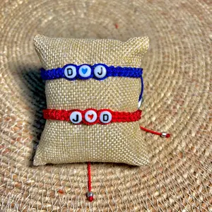 Two bracelet initials & heart bead