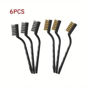 6 Pcs Mini Cleaning and Rust Removal Industrial Wire Brush Stainless Steel Wire Brush Dirt Hard Cleaning Toothbrush House Cleaning Tools