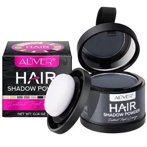 ALIVER Multi-functional Hairline Shaping Powder, Root Cover Up Hair Coverage 4g/ gray 1 box, comes with a mirror, can be used for hairline powder, eyebrow powder, highlighter powder, etc., long-lasting, waterproof and sweat-proof, easy to use