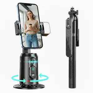 Auto Face Tracking Tripod with 70” Extendable Selfie Stick, Q02 Vlogging Kit 360-Rotatable Auto Face Tracking Phone Holder with selfie light for Vlogging, Live Streaming, Photography Equipment, Remote Handle & Gesture Control for Cellphone, Camera