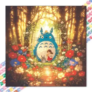 1 set of DIY diamond painting kit, 5D diamond art set, DIY decoration of Totoro, girl, forest. Mosaic, diamond art, DIY art home decor, DIY Craft Supplies