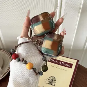 Transparent Color-blocking Design Earphone Case, Portable Earphone Protective Cover, Earphone Protector for AirPods 3/Pro, Protection