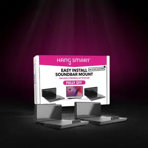 HangSmart No Stud Soundbar Mount - 5" Adjustable Aluminum Shelf with Easy Level Tool, No Drills, No Anchors, Installs Flush and Level