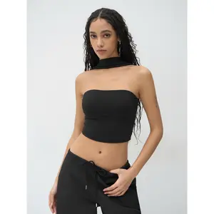 Cider Halter Neckline Crop Tank Top