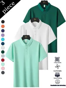 New Heavyweight 3-Piece Set — Premium Men’s/Couples Style, Four-Way Stretch Polo Shirts Ultra-Soft, Breathable, Sweat-Wicking. Suitable for office meetings, weekend dates, golf, casual gatherings, Ramadan, Valentine’s Day, and gifting.