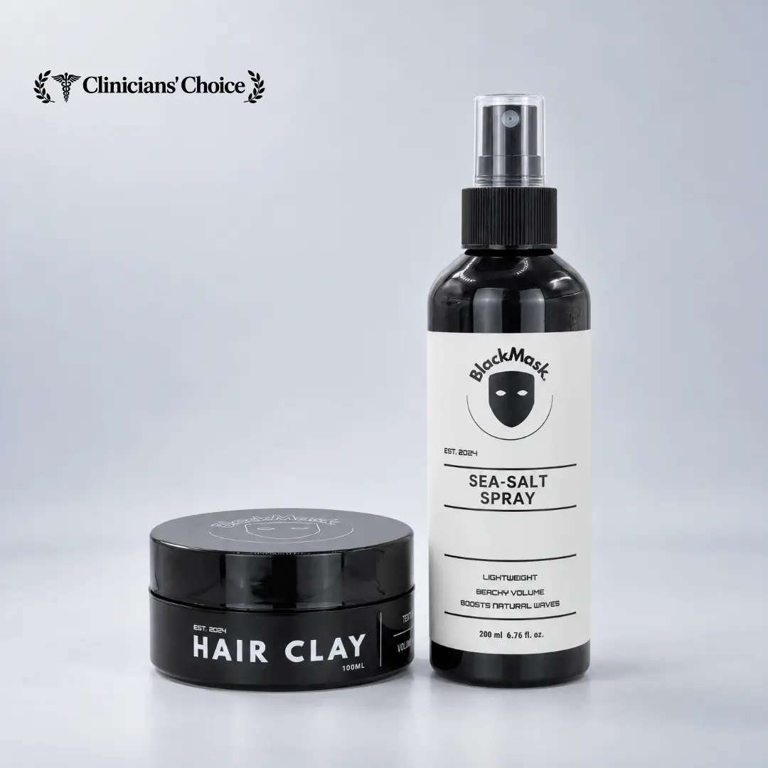 BlackMask Sea Salt Spray & Hair Clay Bundle - Natural Volume & Matte Finish for Textured Defined Looks with Lasting Hold