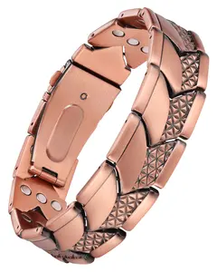 Feraco Men's Copper Bracelet: Three times stronger, featuring a 3,800-gauss magnet, a high-quality clasp, and durable copper accents. Full of energy, it makes an excellent gift for men.
