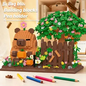 1280pcs Capybara Microbead Stem Building Blocks, Building Set, 3D Water Vole Shape Puzzle Toy, Creative Pen Holder, Cute Bear Desk Decor, Stress Relief Gift
