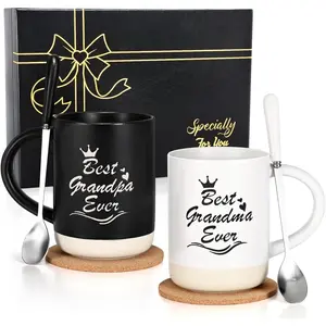 Grandma and Grandpa Mugs - Gifts for Grandparents From Grandkids, Christmas and Grandparents Day - 16 Oz