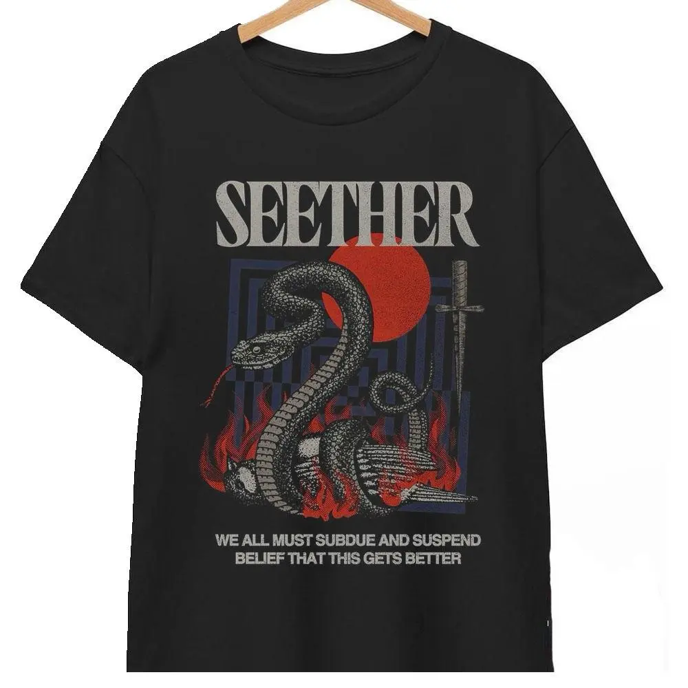 Seether Band Shirt Heavy Metal Rock Snake Dagger Graphic Tee Vintage T Shirt Men Women