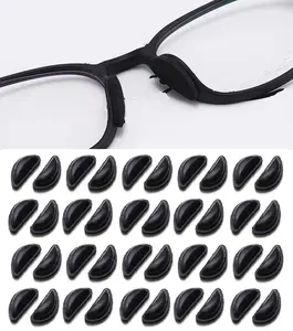 20 Pcs Black Soft Stick On Comfortable Eyeglasses Nose Pads - Air Chamber Silicone Anti-Slip Cushions for Glasses Sunglasses Parts Adhesive - Flexible & Lightweight