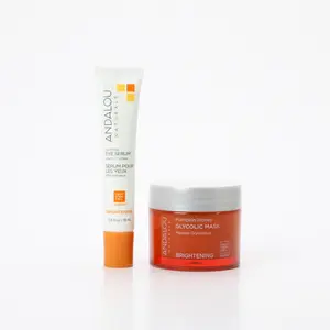 Andalou Instant Glow Duo - includes Brightening Pumpkin Honey Glycolic Face Mask and Luminous Eye Serum for 10-minute at-home facial and undereye brightening