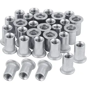 50 count 1/4-20  Flange Rivet Nut, UNC Flat  Threaded Insert Nut