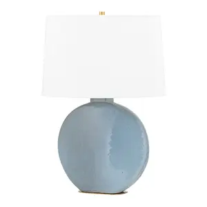 Kimball Table Lamp with Drum-Shaped White Linen Shade for Modern Simplicity and Versatility