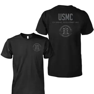 USMC 11th Marine Expeditionary Unit T-Shirt – Stealth Blackout Design – Marine Corps Pride of the Pacific Military Veteran Tee