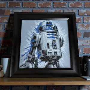 3D Printed Droid Wall Art - R2-D2 Inspired Framed Artwork for Star Wars Fans Modern Decor