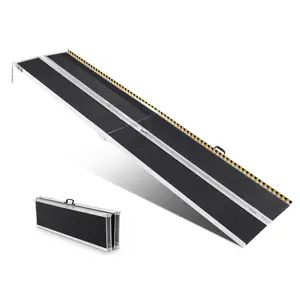 VEVOR Portable Wheelchair Ramp, 10 ft 800 lbs Capacity, Non-Slip Aluminum Folding Threshold Ramp, Foldable Mobility Scooter Ramp Wheel Chair Ramp, Handicap Ramp for Home Steps, Stairs, Doorways, Curbs