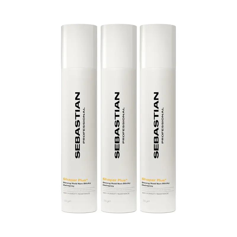 Sebastian Shaper Plus+ 3-Pack Hairspray (300g Each) - Adults Unisex Daily Haircare, Extreme Hold, Non-Sticky, Humidity-Proof, Flyaway Tamer, Frizz-Free, Non-Toxic, Glycerin-Rich, 24-Hour Control, Contains Aerosol, Alcohol, Butyl Ester of PVM/MA Copolymer