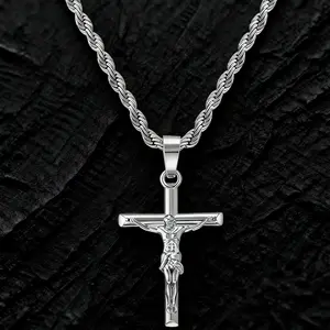 New Silver Crucifix Pendant Cross Necklace Minimalist Chain Unisex Fashion Accessory for Women Men
